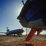 Nose Ring  :::::  2003  :::::  FedEx 727 rear stairs and an American Airlines DC-10.